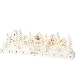 Scena di vita luminosa a pile in legno (45 x H15 cm) Villaggio incantato
