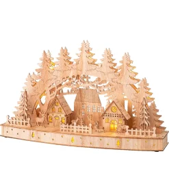 Scena di vita luminosa a pile in legno (44 x H26 cm) Paesaggio nordico