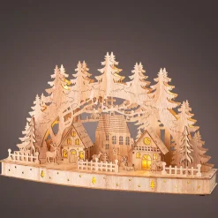 Scena di vita luminosa a pile in legno (44 x H26 cm) Paesaggio nordico
