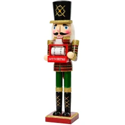 Schiaccianoci in legno (H38 cm) Calendario dell'Avvento glitterato