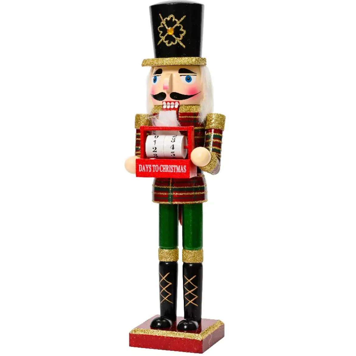 Schiaccianoci in legno (H38 cm) Calendario dell'Avvento glitterato