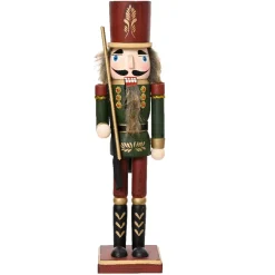 Schiaccianoci in legno (H50 cm) Timothé la regalità Verde e bordeaux