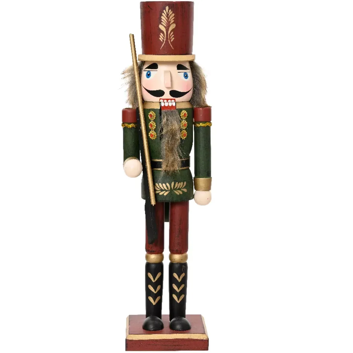 Schiaccianoci in legno (H50 cm) Timothé la regalità Verde e bordeaux