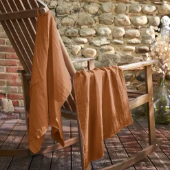 Se di 2 strofinacci garza di cotone (50 x 70 cm) Gaïa Albicocca