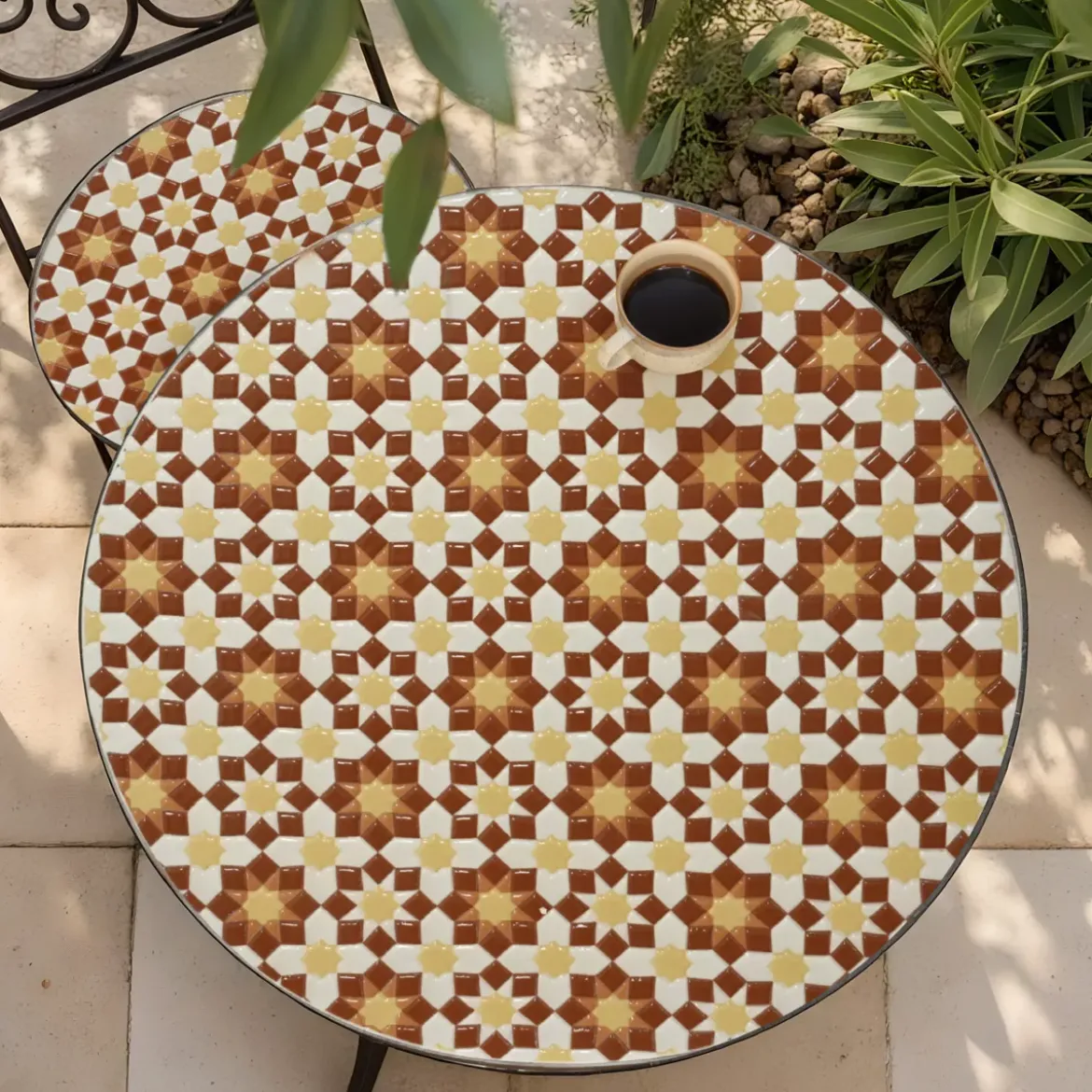 Sedia bistro pieghevole in mosaico Madrid Marrone
