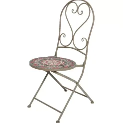 Sedia bistrot pieghevole in mosaico Narbonne Tortora e rosa