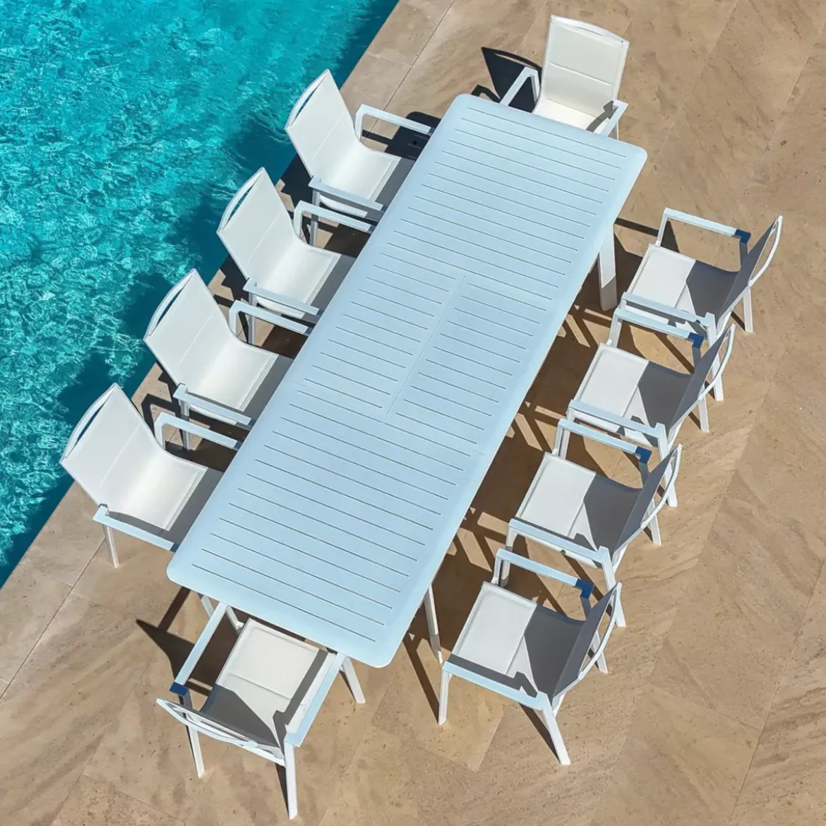 Sedia con braccioli da giardino impilabile alluminio Portofino - Bianco