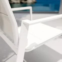 Sedia con braccioli da giardino impilabile alluminio Portofino - Bianco