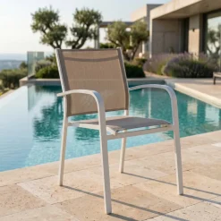 Sedia da giardino alluminio impilabile Murano Bianco e tortora