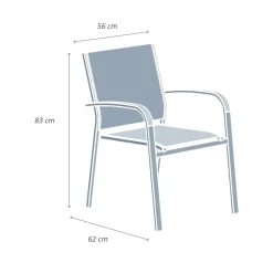 Sedia da giardino alluminio impilabile Murano Bianco e tortora