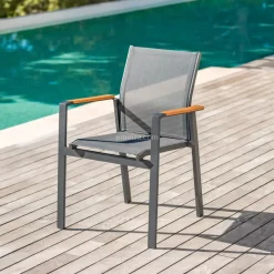 Sedia da giardino alluminio impilabile Bali - Grigio antracite