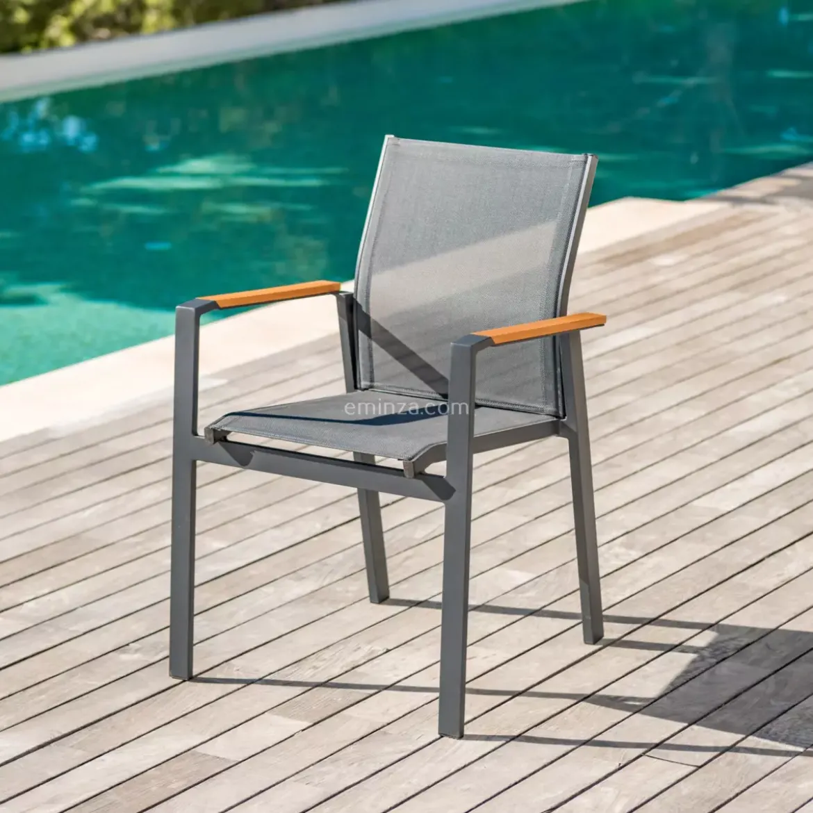 Sedia da giardino alluminio impilabile Bali - Grigio antracite
