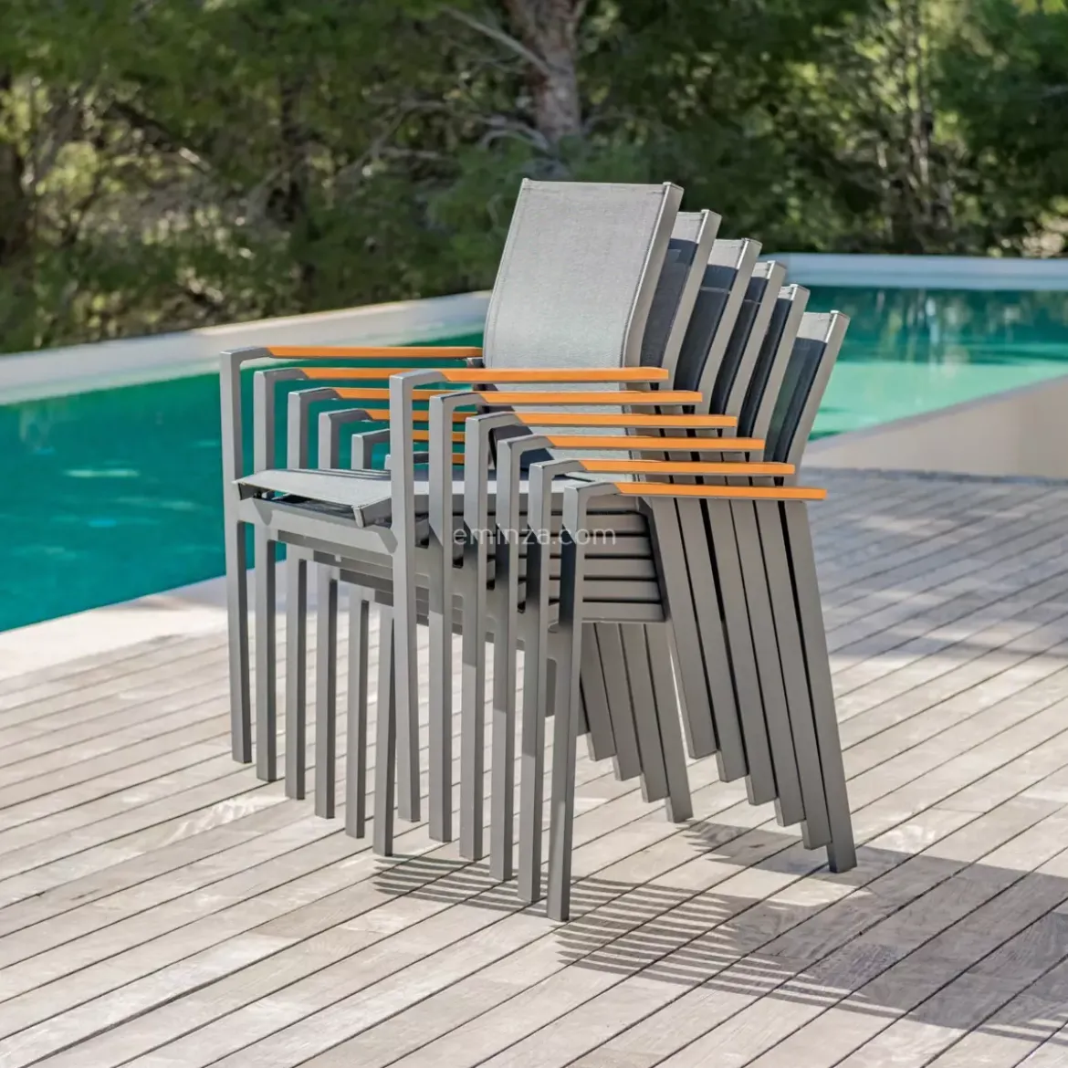 Sedia da giardino alluminio impilabile Bali - Grigio antracite