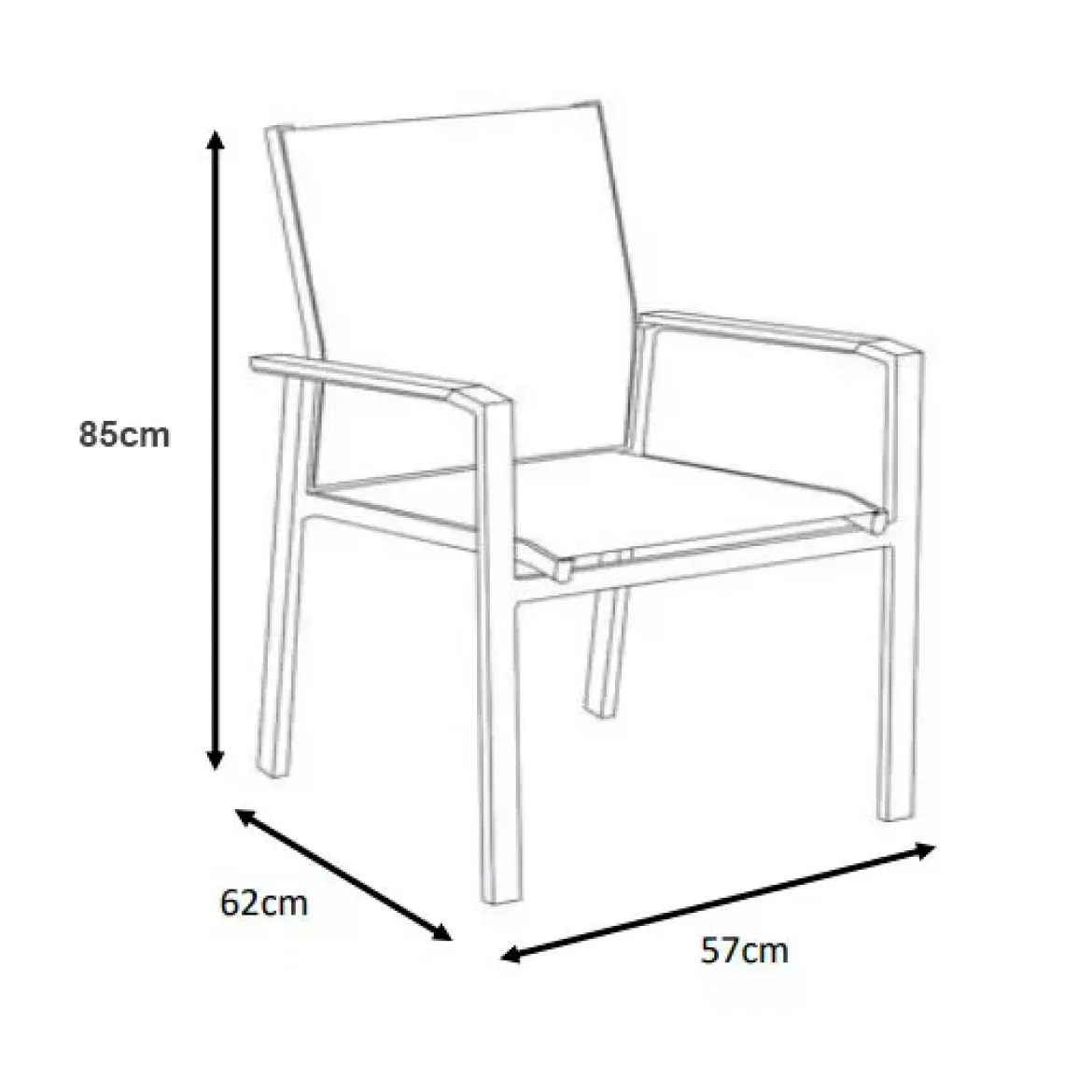 Sedia da giardino alluminio impilabile Bali - Grigio antracite