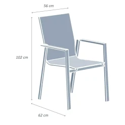 Sedia da giardino con schienale alto in alluminio impilabile Murano Grigio antracite
