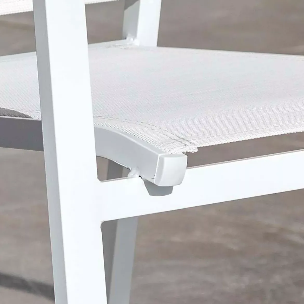 Sedia da giardino con schienale alto in alluminio impilabile Murano Bianco