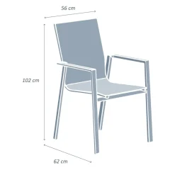 Sedia da giardino con schienale alto in alluminio impilabile Murano Bianco