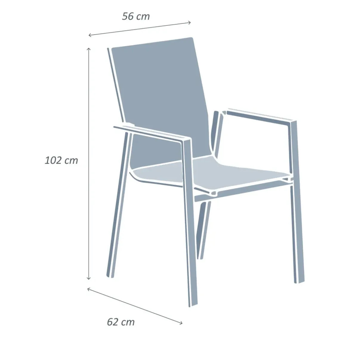 Sedia da giardino con schienale alto in alluminio impilabile Murano Bianco