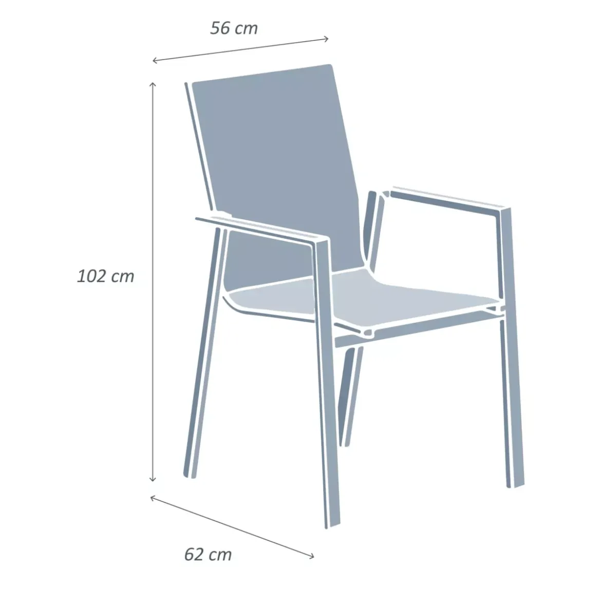 Sedia da giardino con schienale alto in alluminio impilabile Murano Bianco