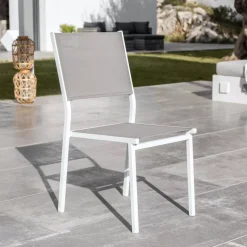 Sedia da giardino impilabile Alluminio Murano Bianco/Tortora
