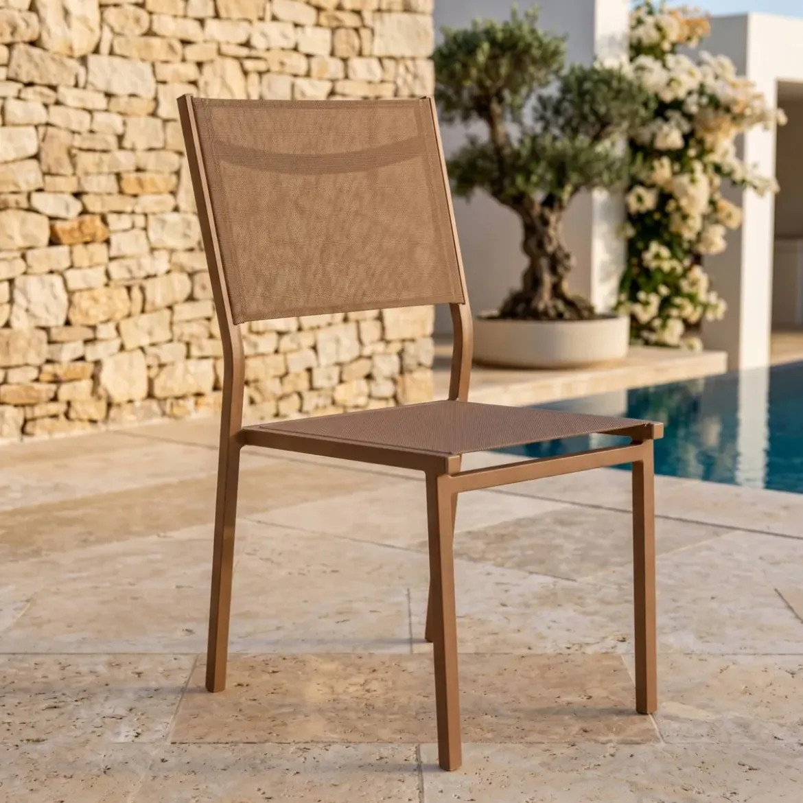 Sedia da giardino impilabile in alluminio Murano Bronzo