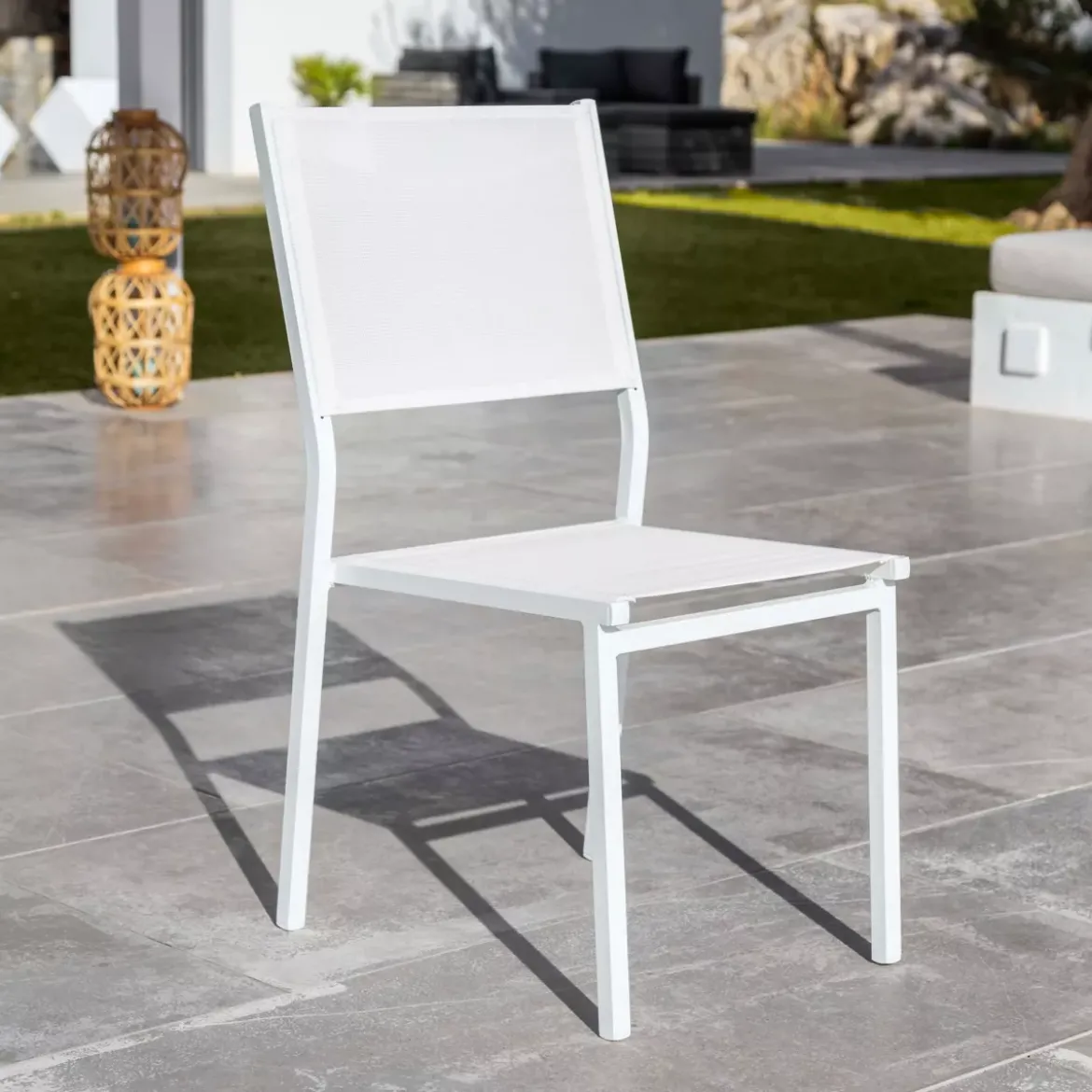 Sedia da giardino impilabile Alluminio Murano Bianco