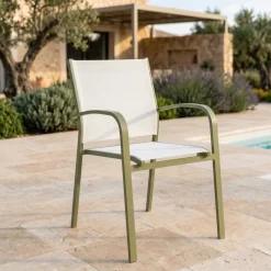 Sedia da giardino in alluminio impilabile Murano Verde rosmarino