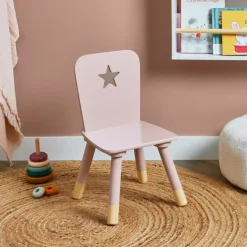 Sedia bambino legno (H50 cm) Stars Rosa