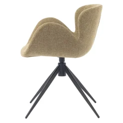 Sedia da pranzo girevole con braccioli in tessuto testurizzato (Altezza seduta 46cm) Pema Verde cachi