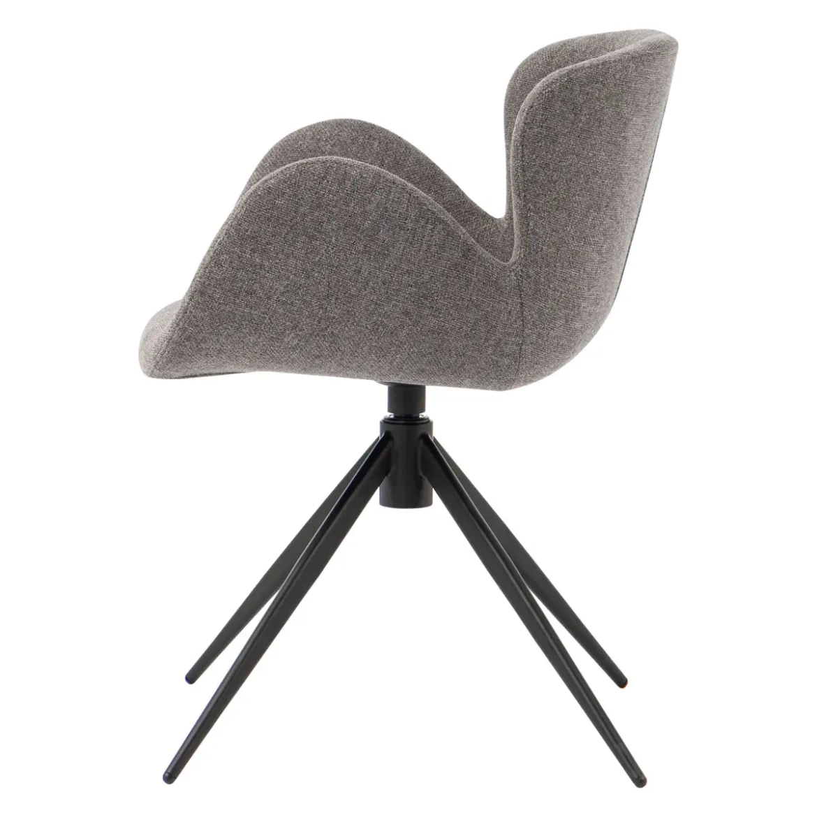 Sedia da pranzo girevole con braccioli in tessuto testurizzato (seduta 46cm) Pema Grigio scuro