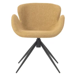 Sedia da pranzo girevole con braccioli in tessuto testurizzato (Altezza seduta 46cm) Pema Miele