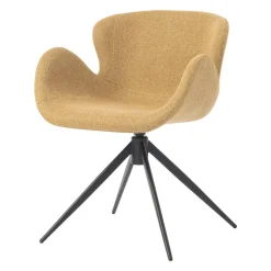 Sedia da pranzo girevole con braccioli in tessuto testurizzato (Altezza seduta 46cm) Pema Miele