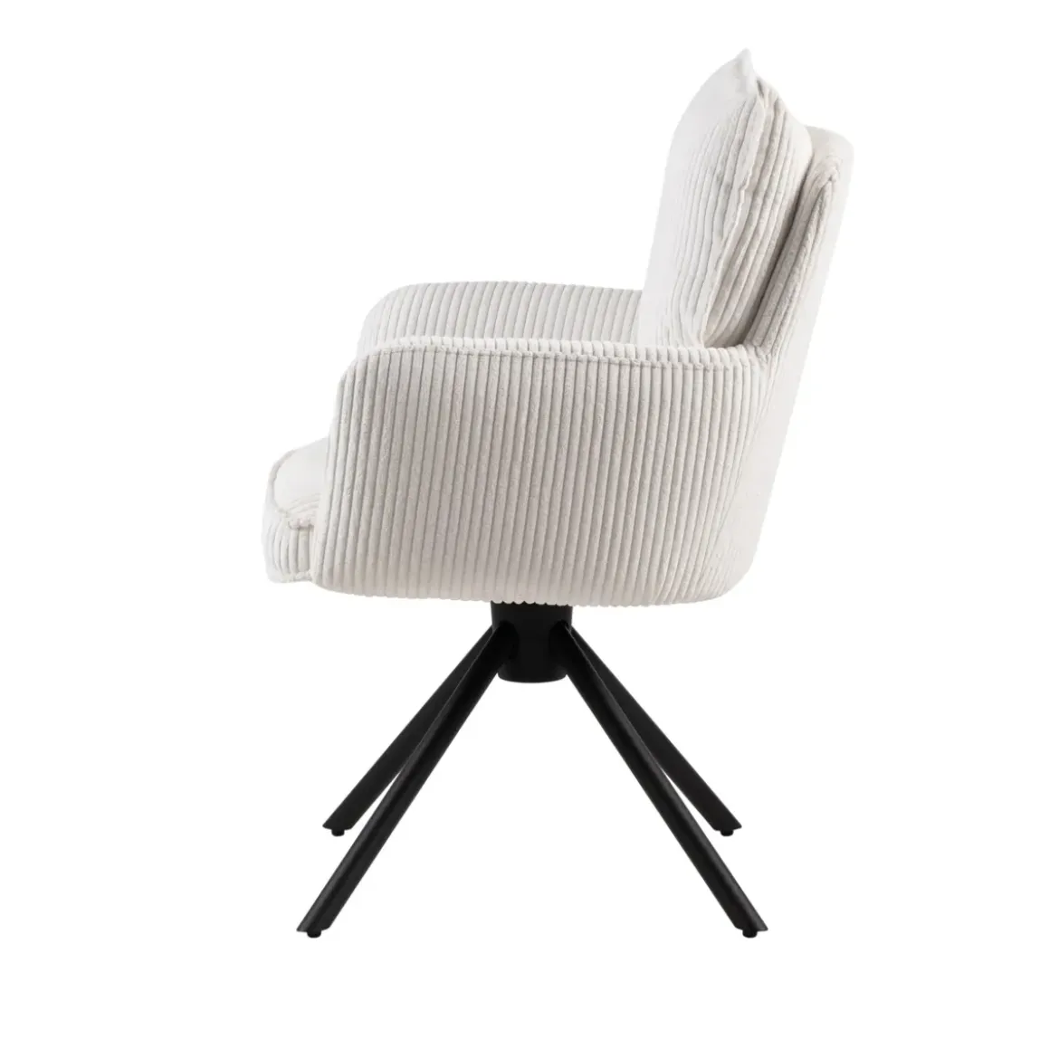Sedia da pranzo girevole in velluto a coste (seduta 48 cm) Nuva Bianca