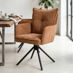 Sedia da pranzo girevole in velluto a coste (seduta 48 cm) Nuva Caramello