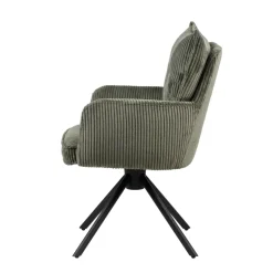 Sedia da pranzo girevole in velluto a coste (seduta 48 cm) Nuva Verde