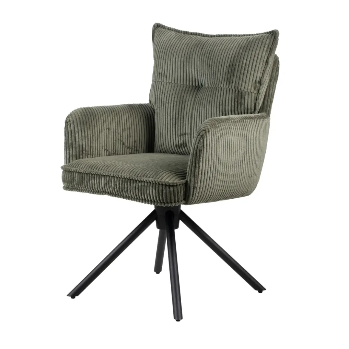 Sedia da pranzo girevole in velluto a coste (seduta 48 cm) Nuva Verde