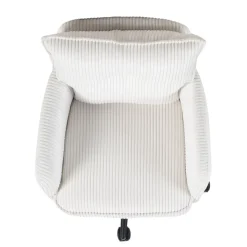 Sedia da ufficio con ruote in velluto a coste regolabile in altezza (seduta da 46 a 54 cm) Nuva Bianco