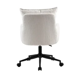 Sedia da ufficio con ruote in velluto a coste regolabile in altezza (seduta da 46 a 54 cm) Nuva Bianco
