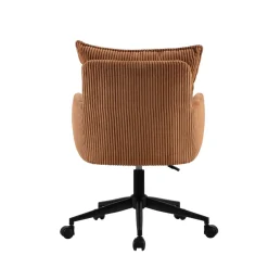 Sedia da ufficio con ruote in velluto a coste regolabile in altezza (seduta da 46 a 54 cm) Nuva Caramello