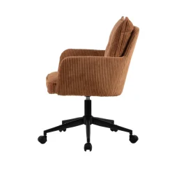 Sedia da ufficio con ruote in velluto a coste regolabile in altezza (seduta da 46 a 54 cm) Nuva Caramello