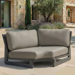 Set angolare da giardino in alluminio 6 posti Long Beach Grigio antracite e tortora