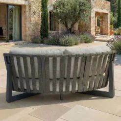 Set angolare da giardino in alluminio 6 posti Long Beach Grigio antracite e tortora