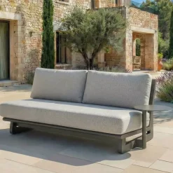 Set angolare da giardino in alluminio 6 posti Long Beach Grigio antracite e tortora