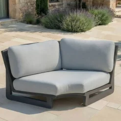 Set angolare da giardino in alluminio 6 posti 6 pezzi Long Beach Antracite e grigio chiaro
