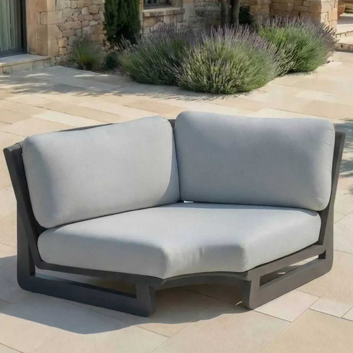 Set angolare da giardino in alluminio 6 posti 6 pezzi Long Beach Antracite e grigio chiaro