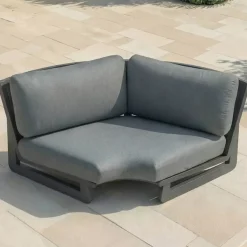 Set angolare da giardino in alluminio 7 posti 7 pezzi Long Beach Grigio antracite