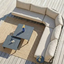 Set angolare da giardino in alluminio 5 posti Long Beach Grigio antracite e tortora