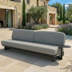 Set angolare da giardino in alluminio 5 posti Long Beach Grigio antracite e tortora