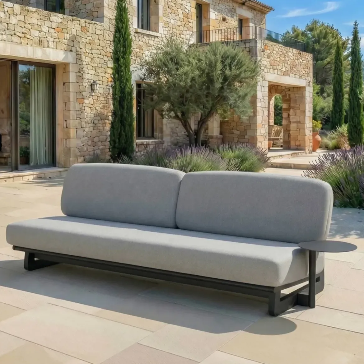 Set angolare da giardino in alluminio 5 posti Long Beach Grigio antracite e grigio chiaro