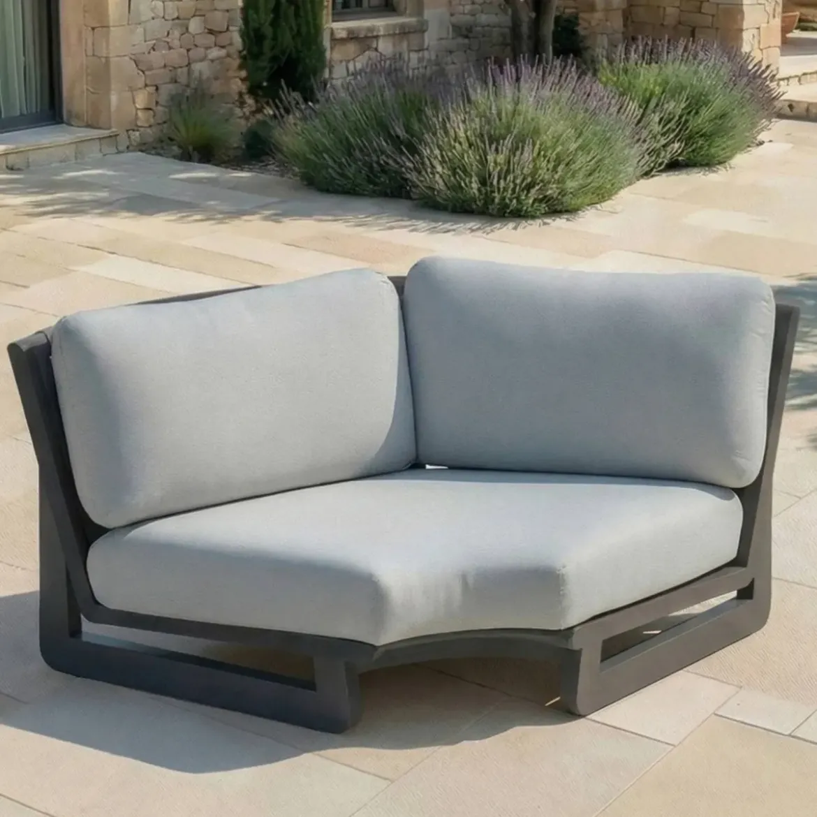 Set angolare da giardino in alluminio 5 posti Long Beach Grigio antracite e grigio chiaro